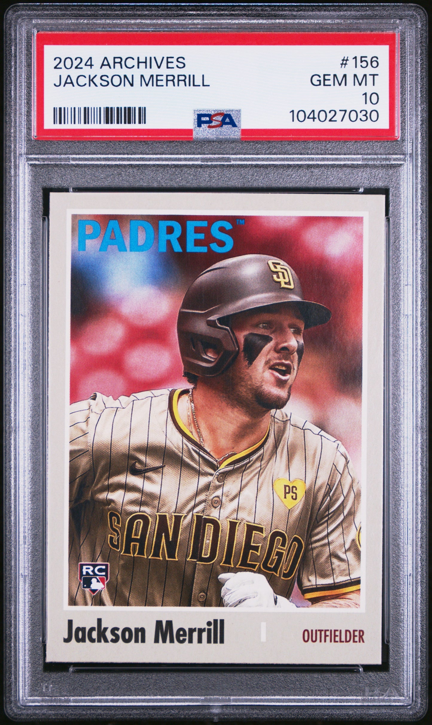 Graded 2024 Topps Archives Jackson Merrill #156 Rookie RC Baseball Card PSA 10 Gem Mint