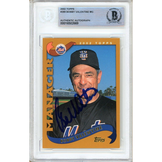 2002 Topps #289 — Bobby Valentine New York Mets Autographed Trading Card — Beckett Authentication