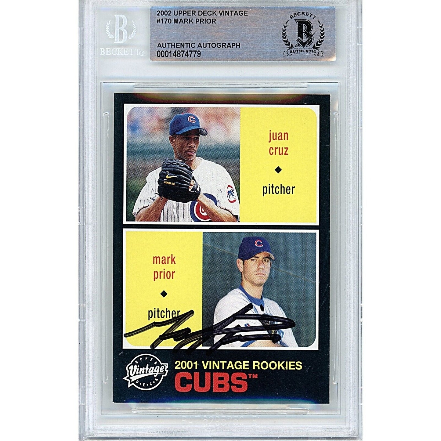 Mark Prior Chicago Cubs Signed 2001 Upper Deck Baseball Card Beckett Auth Auto Slab RC