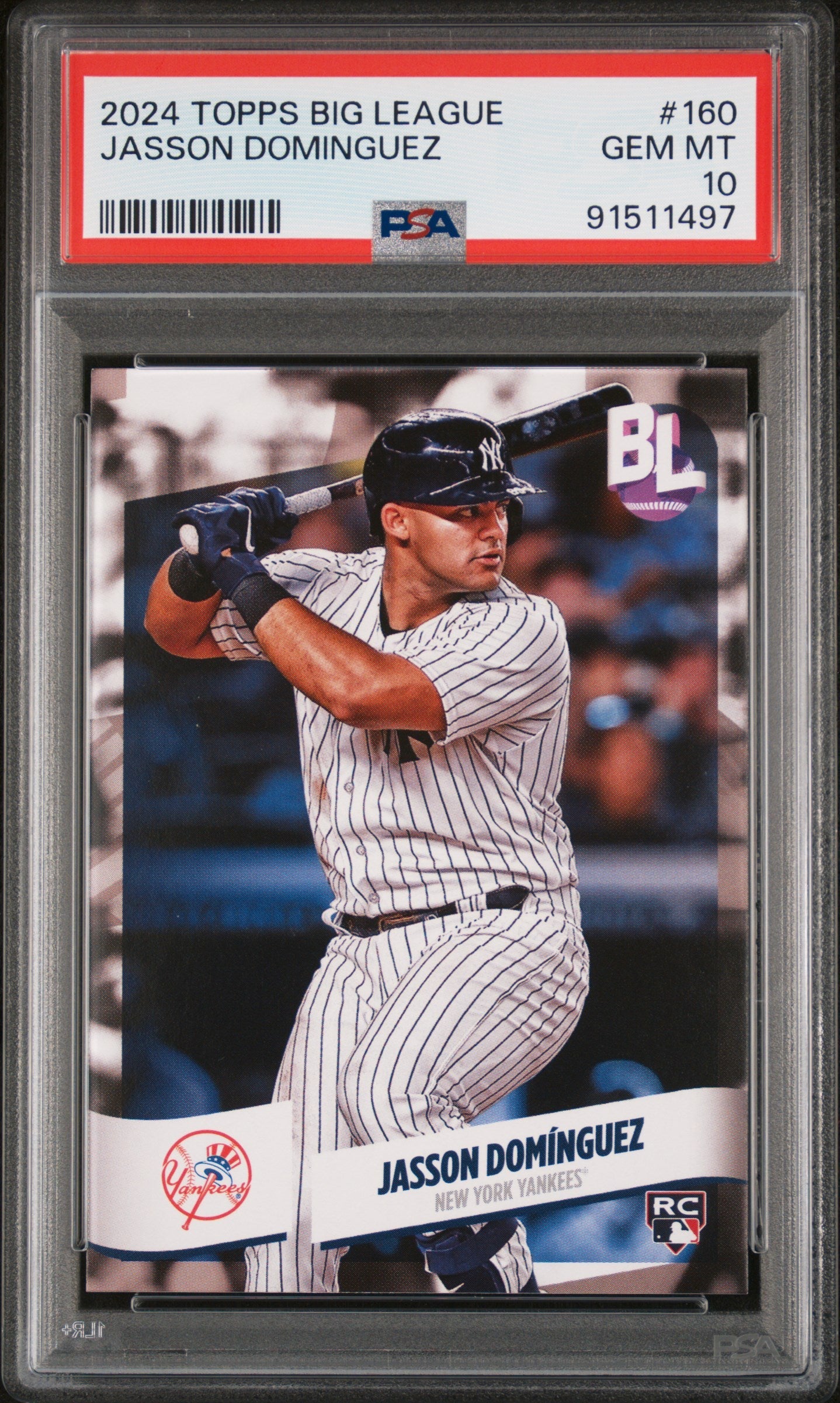 Graded 2024 Topps Big League Jasson Dominguez #160 Rookie RC Baseball Card PSA 10 Gem Mint