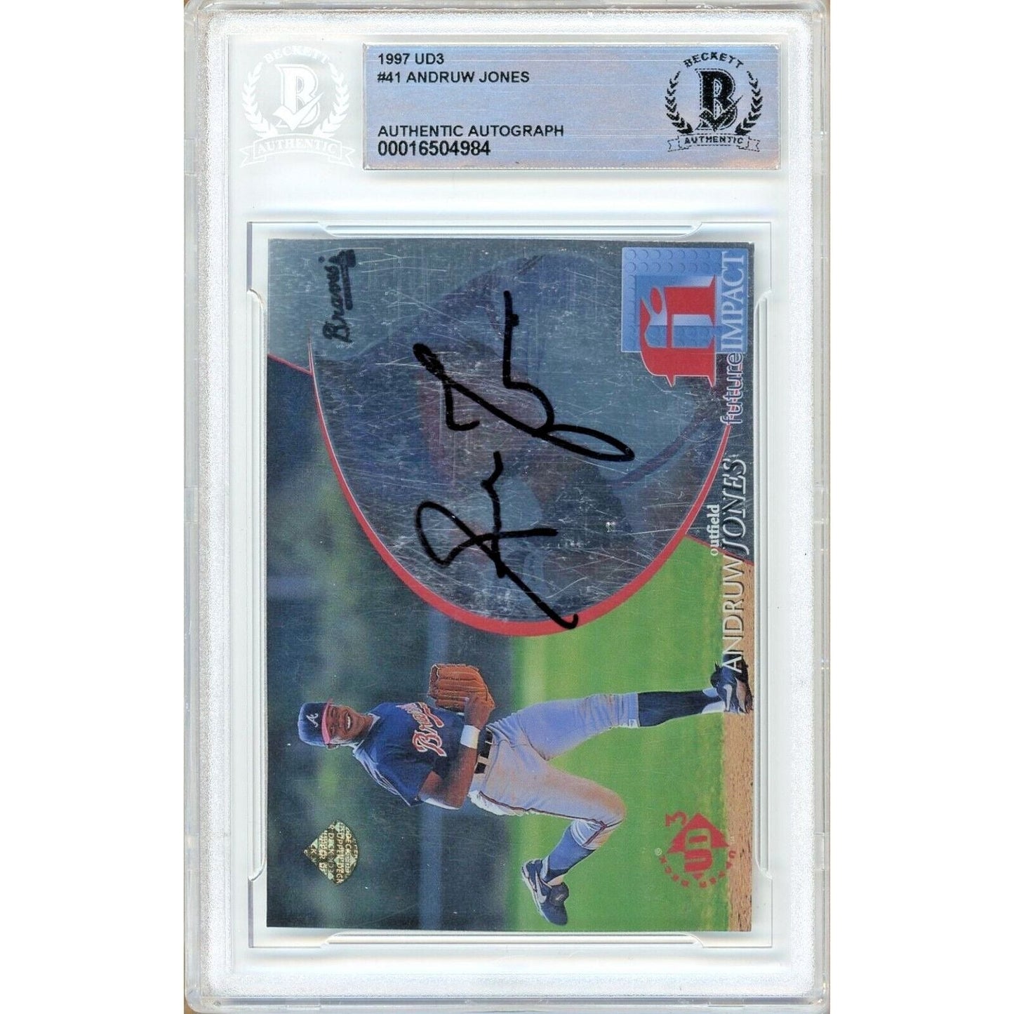 1997 Upper Deck UD3 #41 — Andruw Jones Atlanta Braves Autographed Trading Card — Beckett Authentication