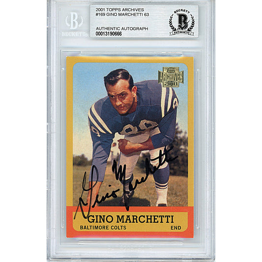 2001 Topps Archives #89 — Gino Marchetti Baltimore Colts Autographed Trading Card — Beckett Authentication