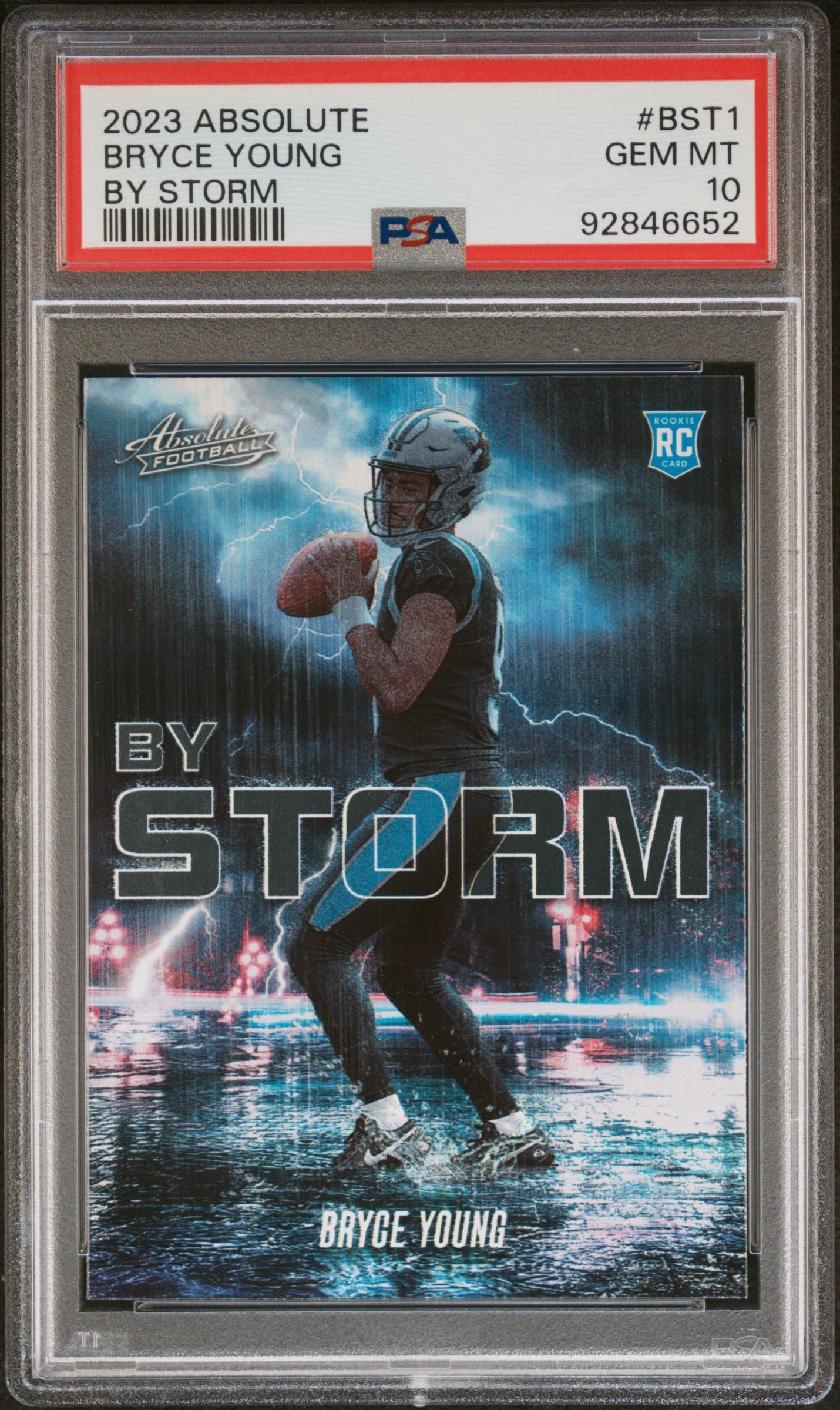 Graded 2023 Panini Absolute Bryce Young #BST1 By Storm Rookie RC Football Card PSA 10 Gem Mint