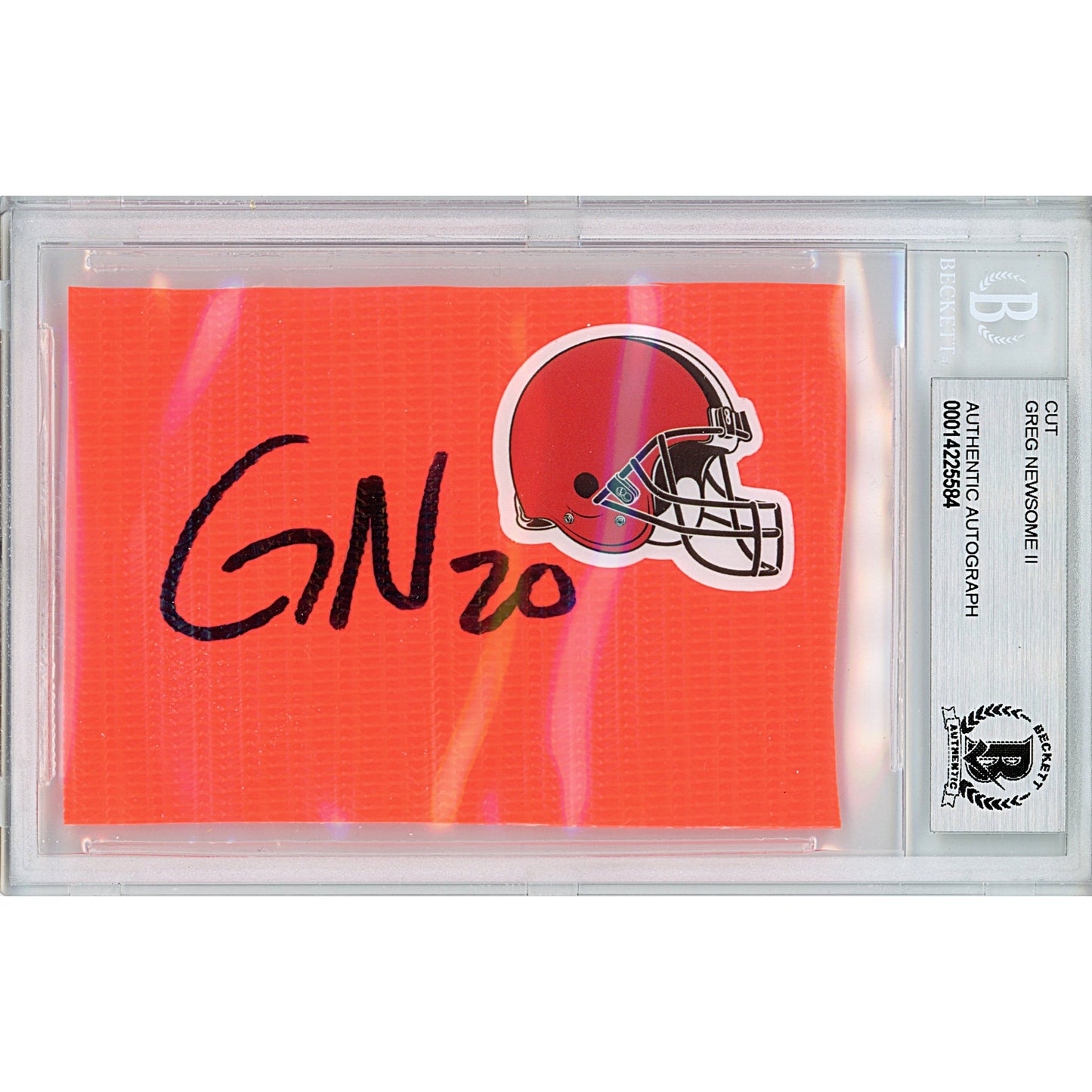 Greg Newsome Cleveland Browns Autographed Football End Zone Pylon Cut — Beckett Authentication