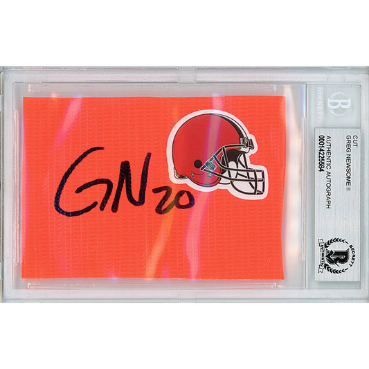 Greg Newsome Cleveland Browns Autographed Football End Zone Pylon Cut — Beckett Authentication