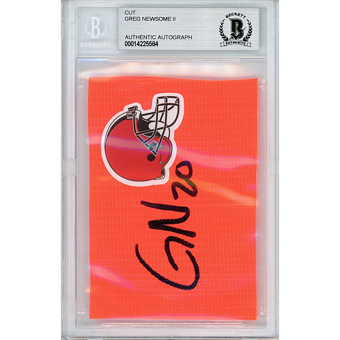 Greg Newsome Cleveland Browns Autographed Football End Zone Pylon Cut — Beckett Authentication