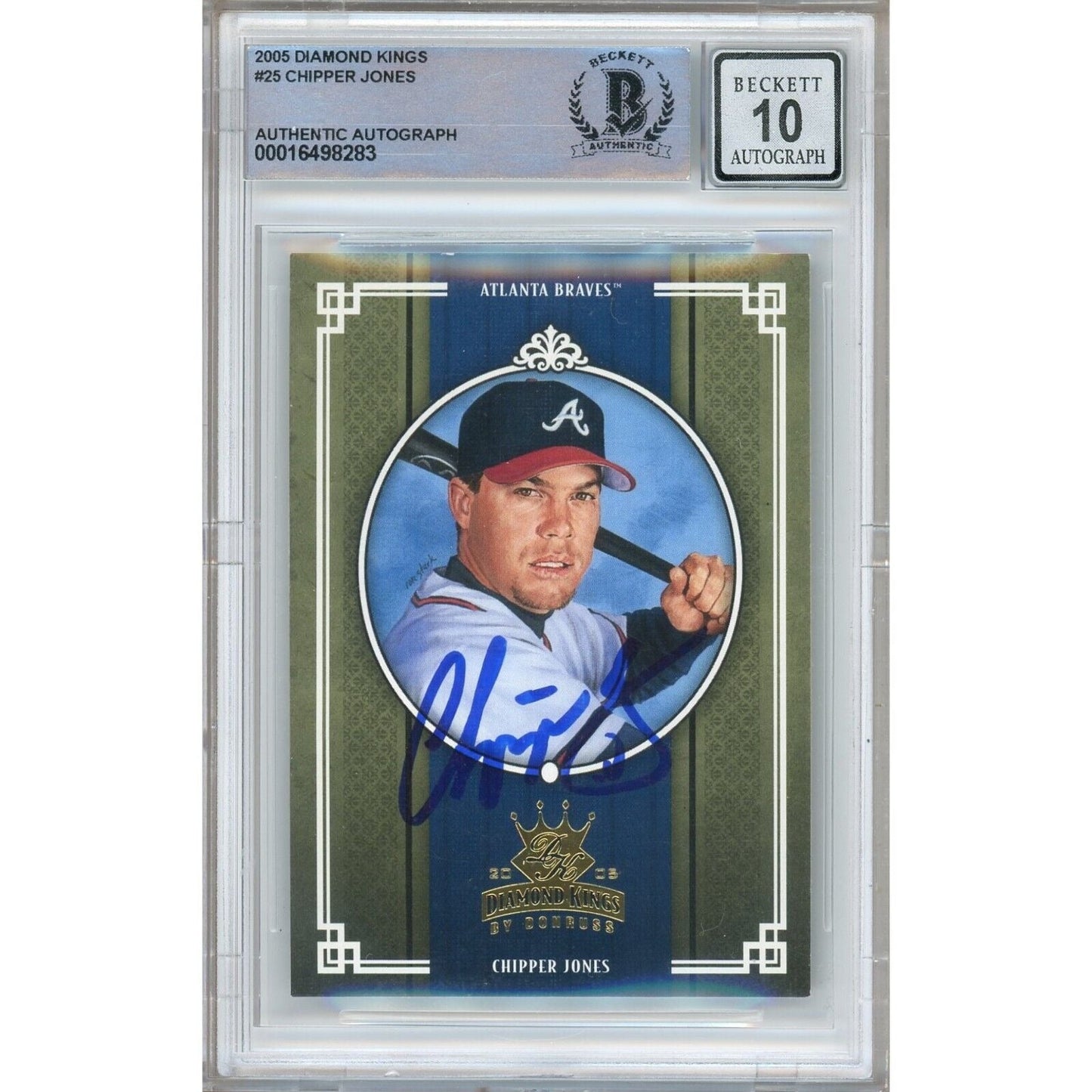 2005 Donruss Diamond Kings #25 — Chipper Jones Atlanta Braves Autographed Trading Card — Beckett Authentication