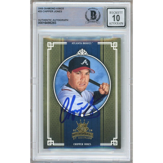 2005 Donruss Diamond Kings #25 — Chipper Jones Atlanta Braves Autographed Trading Card — Beckett Authentication