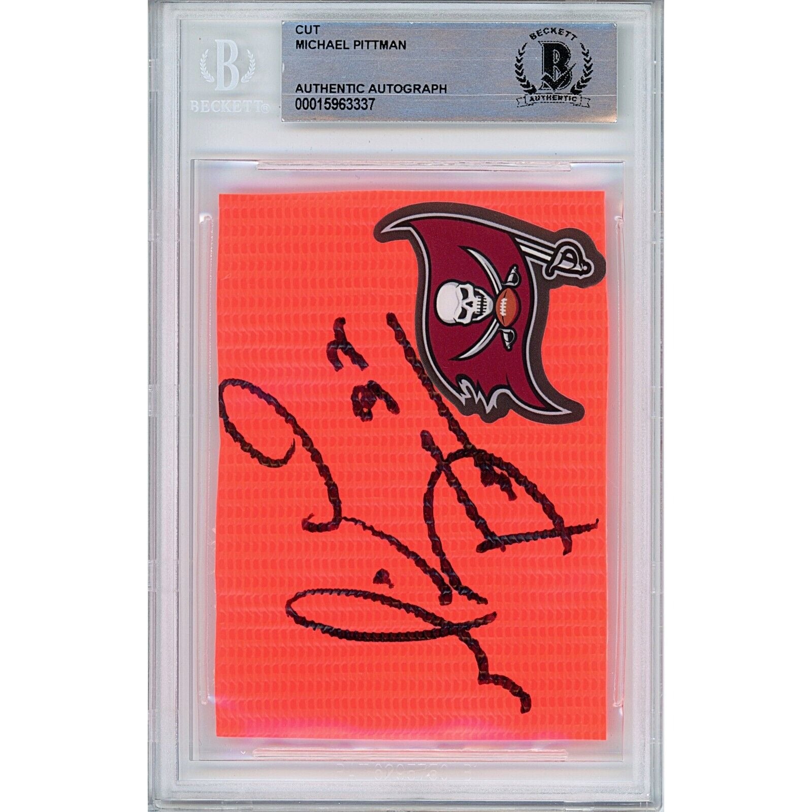 Michael Pittman Tampa Bay Buccaneers Signed Football Pylon Cut Beckett Auth Auto Slab - Sport Cards