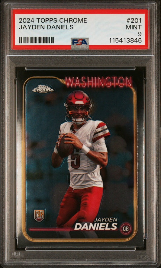 Graded 2024 Topps Chrome Jayden Daniels #201 Rookie RC Football Card PSA 9 Mint
