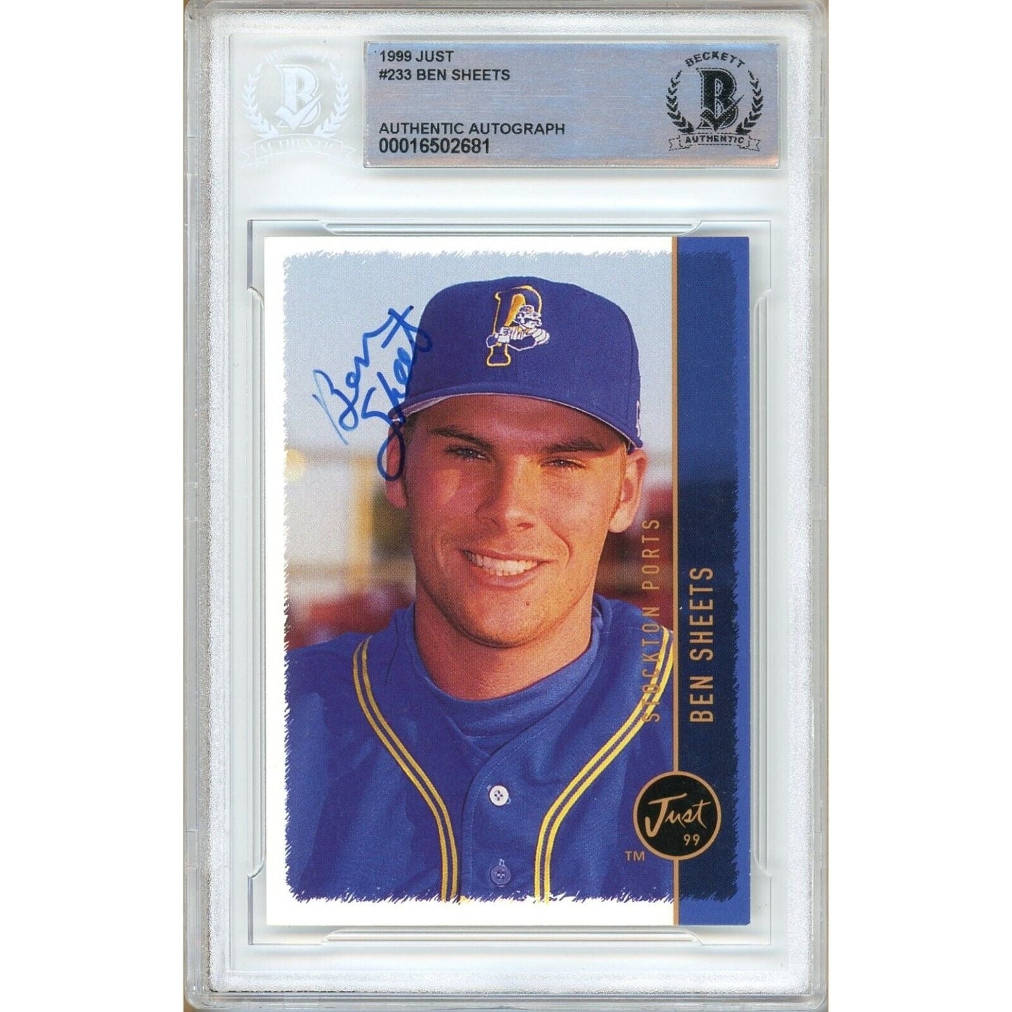 1999 Just Minors #233 — Ben Sheets Milwaukee Brewers Autographed Trading Card — Beckett Authentication