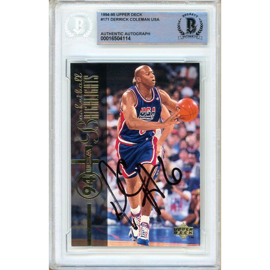 1994-95 Upper Deck #171 — Derrick Coleman Team USA Autographed Trading Card — Beckett Authentication
