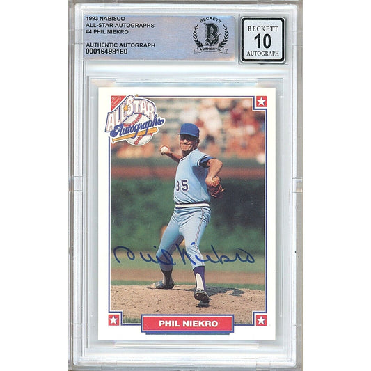 Phil Niekro Atlanta Braves Signed 1993 Nabisco All Star Autographs BGS Auto 10 Graded