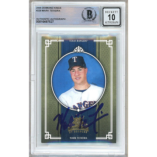 Mark Teixeira Texas Rangers Signed 2005 Diamond Kings Card BGS Auto 10 Graded Slab