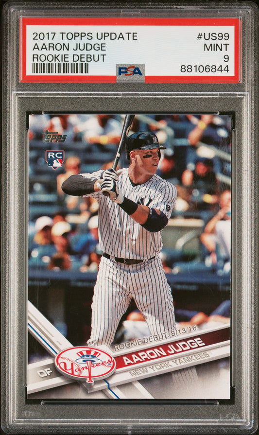 Graded 2017 Topps Update Aaron Judge #US99 Rookie Debut RC Baseball Card PSA 9 Mint