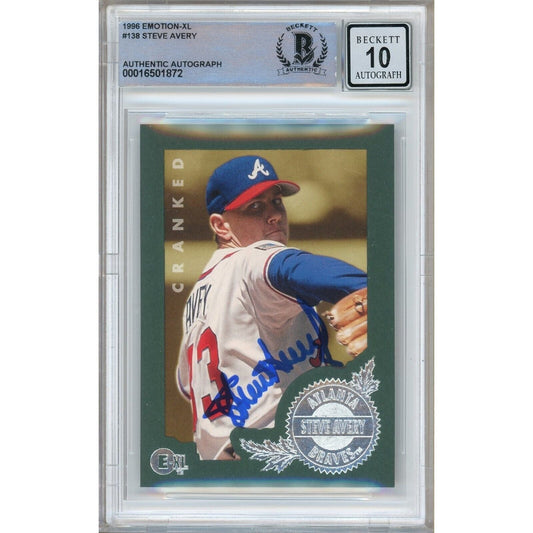 Steve Avery Atlanta Braves Signed 1996 Emotion-XL Card Beckett Auth BGS Auto 10 Graded