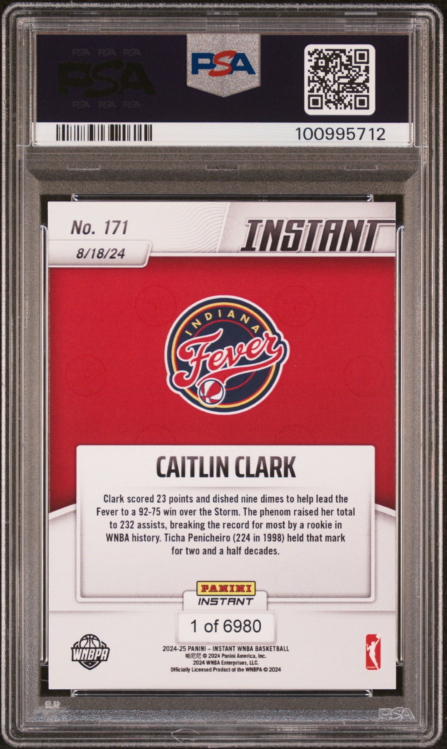 Graded 2024 Panini Instant WNBA Caitlin Clark #171 Rookie RC Basketball Card PSA 10 Gem Mint