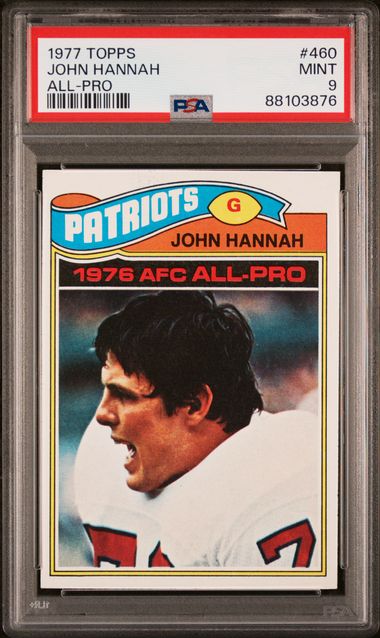 Graded 1977 Topps John Hannah #460 Football Card PSA 9 Mint