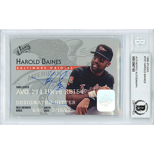 1995 Donruss Studio #197— Harold Baines Baltimore Orioles Autographed Trading Card — Beckett Authentication