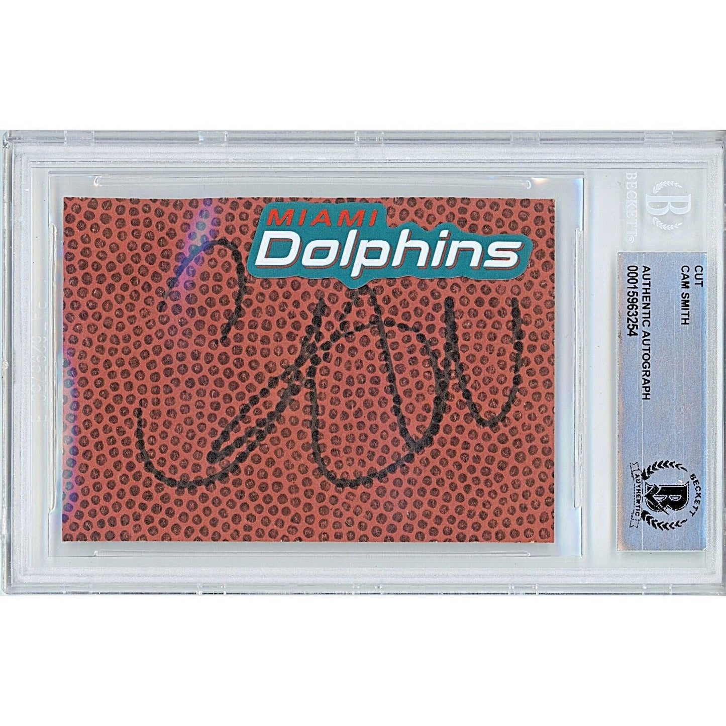 Cam Smith Miami Dolphins Autographed Football Cut — Beckett Authentication