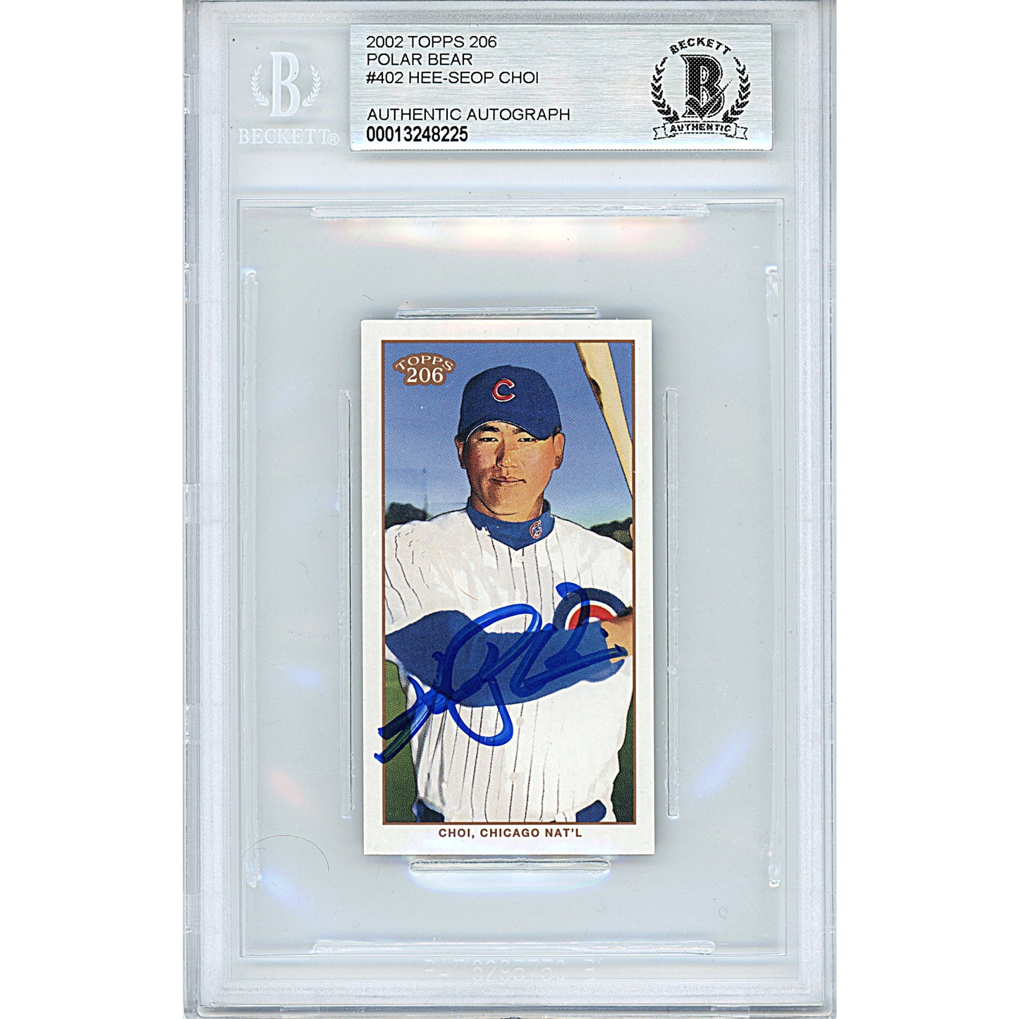 2002 Topps 206 Polar Bear #402 — Hee Seop Choi Chicago Cubs Autographed Trading Card — Beckett Authentication