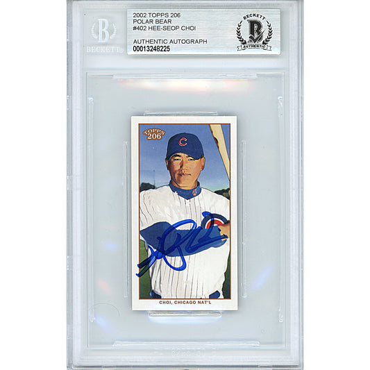 2002 Topps 206 Polar Bear #402 — Hee Seop Choi Chicago Cubs Autographed Trading Card — Beckett Authentication
