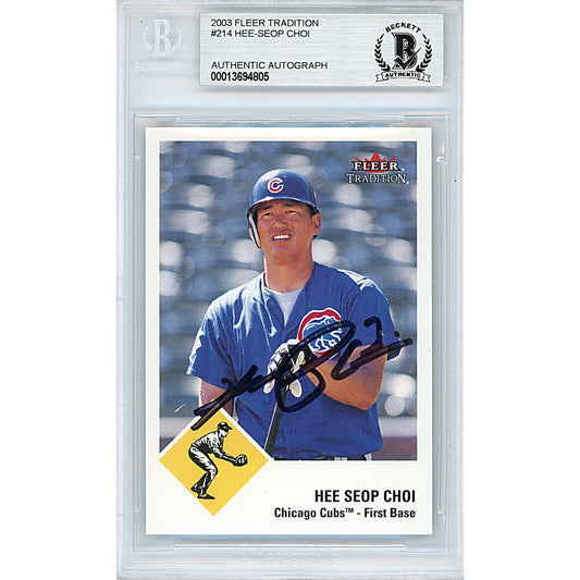 2003 Fleer Tradition #214 — Hee Seop Choi Chicago Cubs Autographed Trading Card — Beckett Authentication