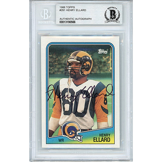 1988 Topps #291 — Henry Ellard Los Angeles Rams Autographed Trading Card — Beckett Authentication