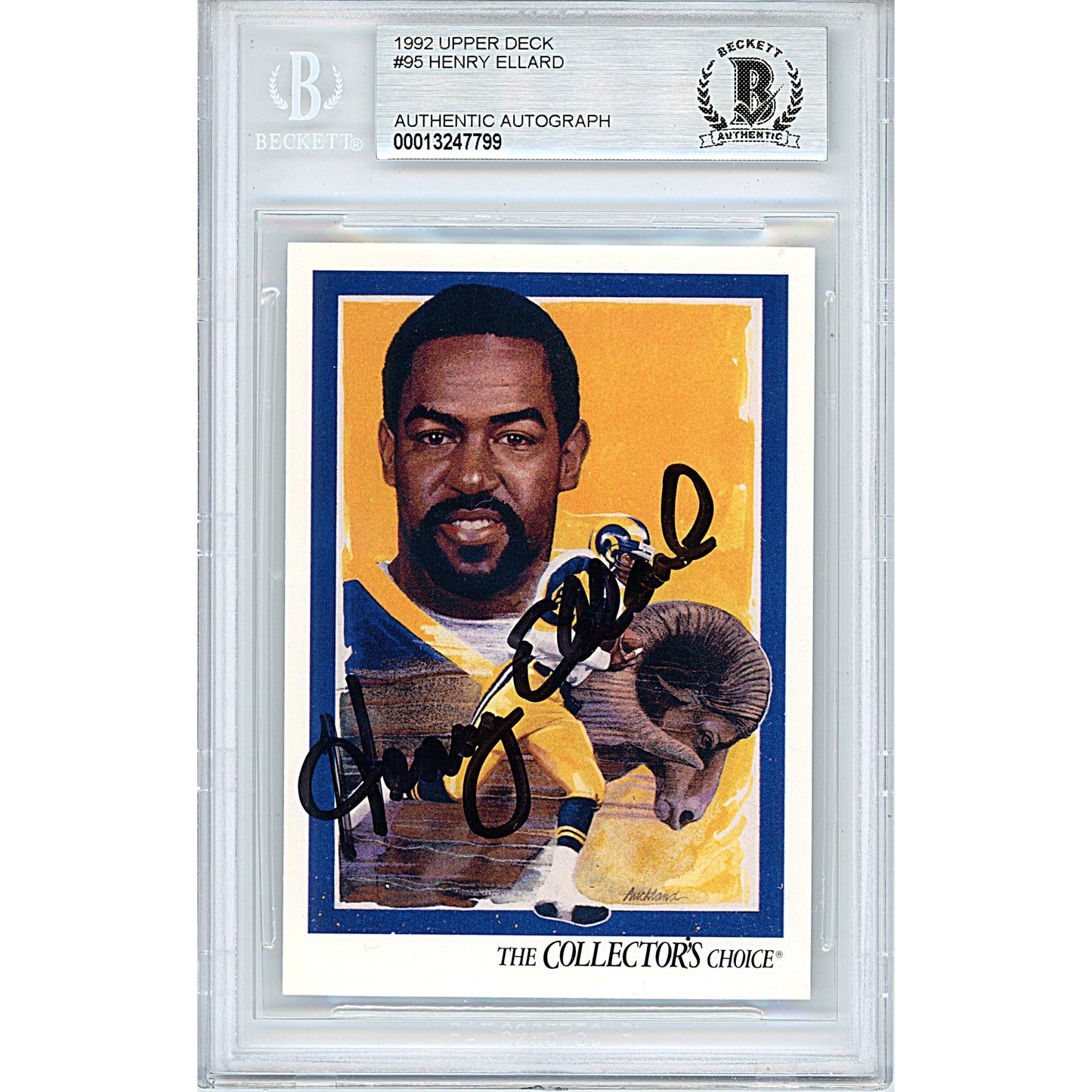 1992 Upper Deck #95 — Henry Ellard LA Rams Autographed Trading Card — Beckett Authentication