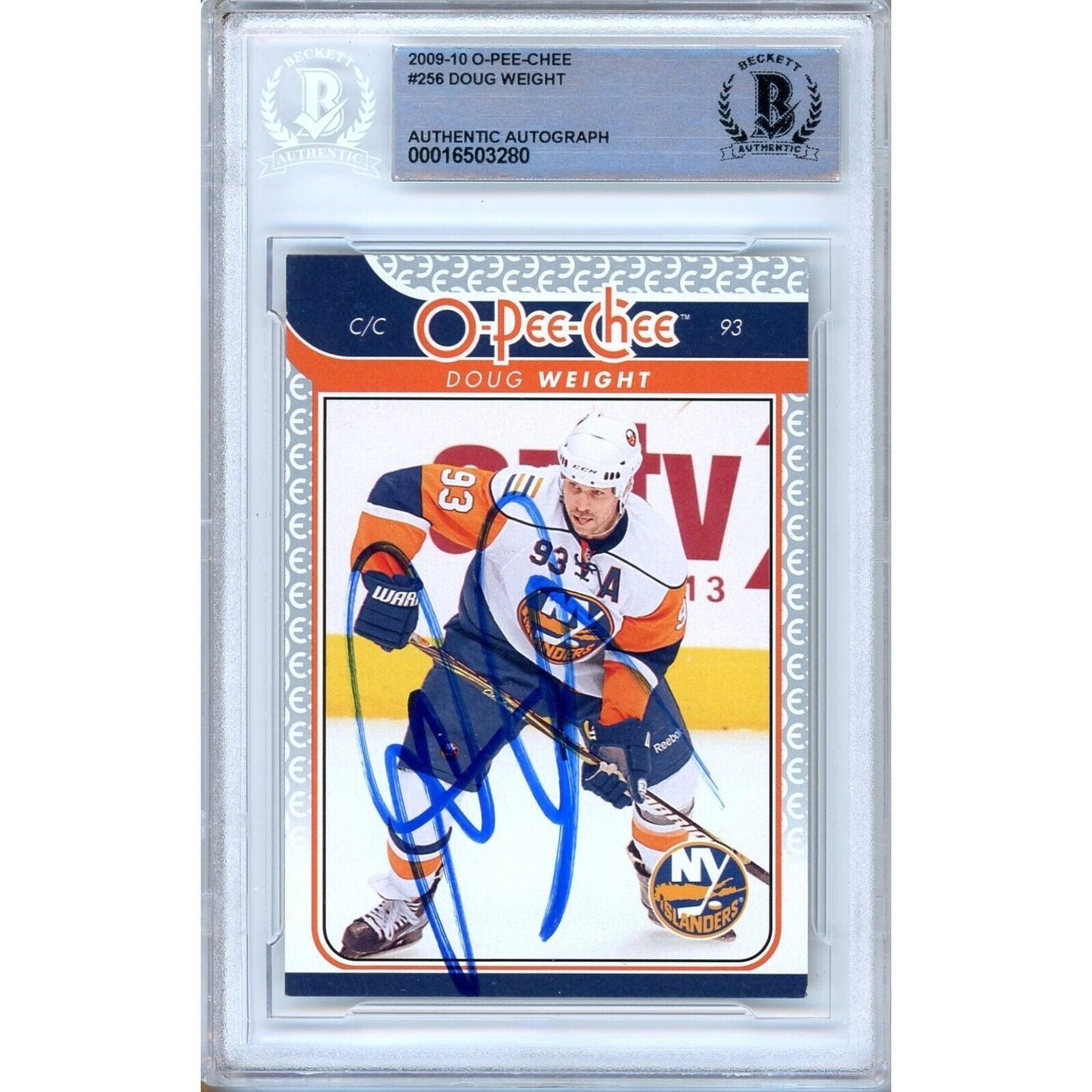 2009-2010 O-Pee-Chee #256 — Doug Weight New York Islanders Autographed Trading Card — Beckett Authentication