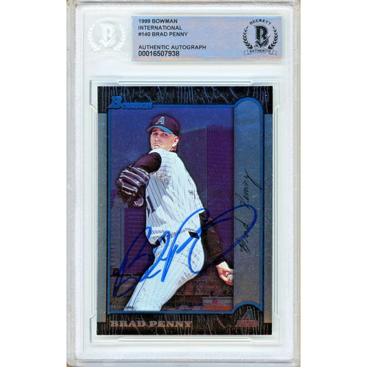 1999 Bowman International #140 — Brad Penny AZ Diamondbacks Autographed Trading Card — Beckett Authentication