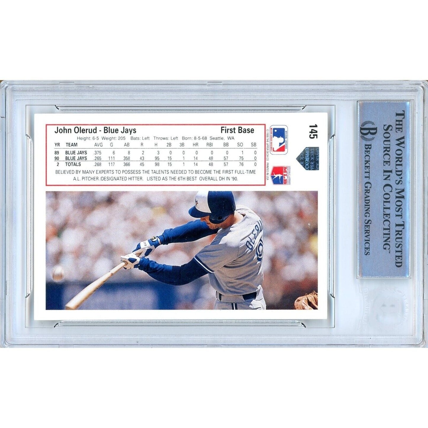 1991 Upper Deck #145 — John Olerud Toronto Blue Jays Autographed Trading Card — Beckett Authentication