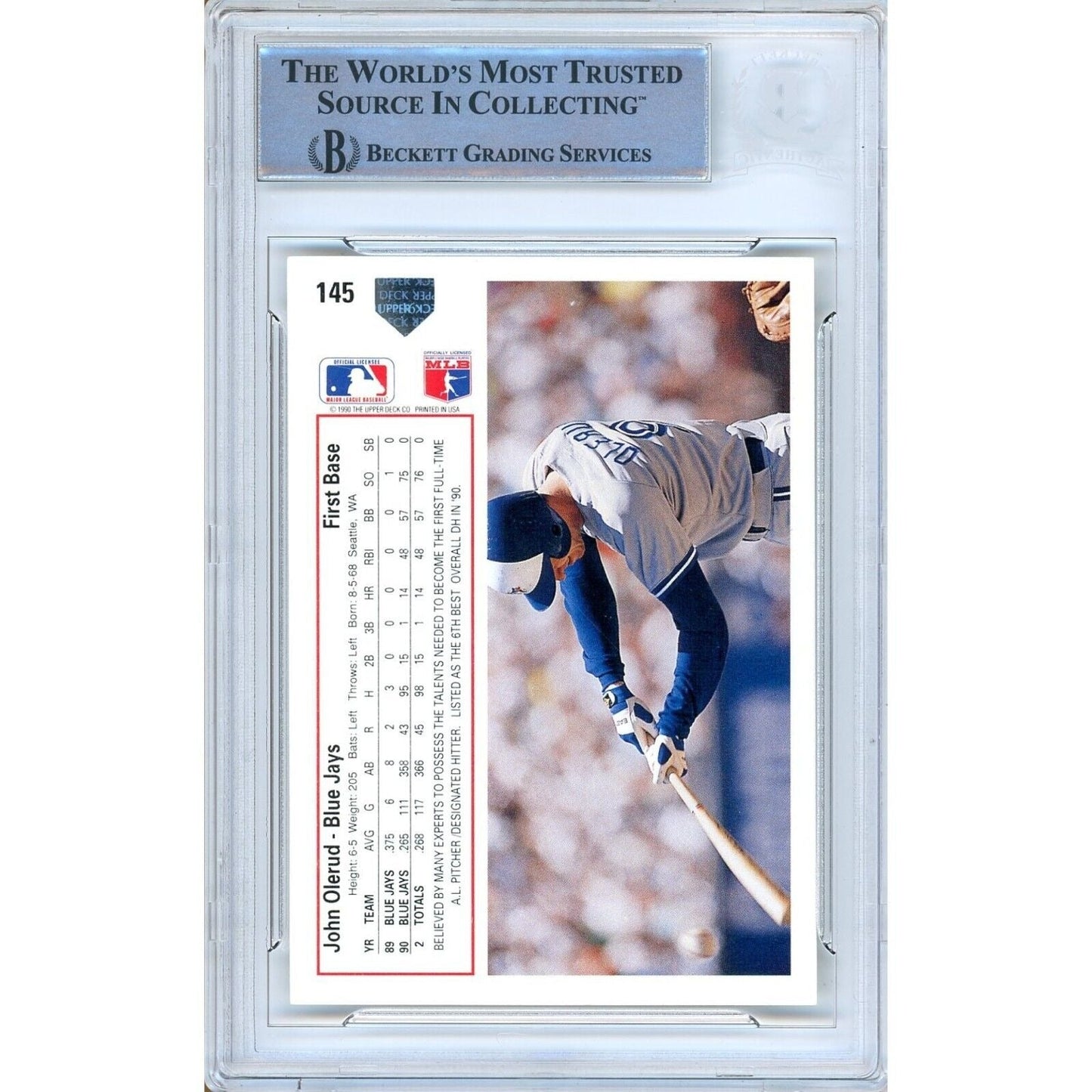 1991 Upper Deck #145 — John Olerud Toronto Blue Jays Autographed Trading Card — Beckett Authentication