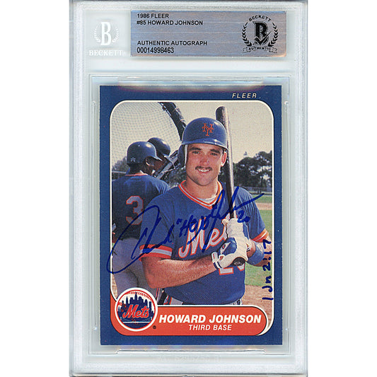 1986 Fleer #85 — Howard Johnson New York Mets Autographed Trading Card — Beckett Authentication