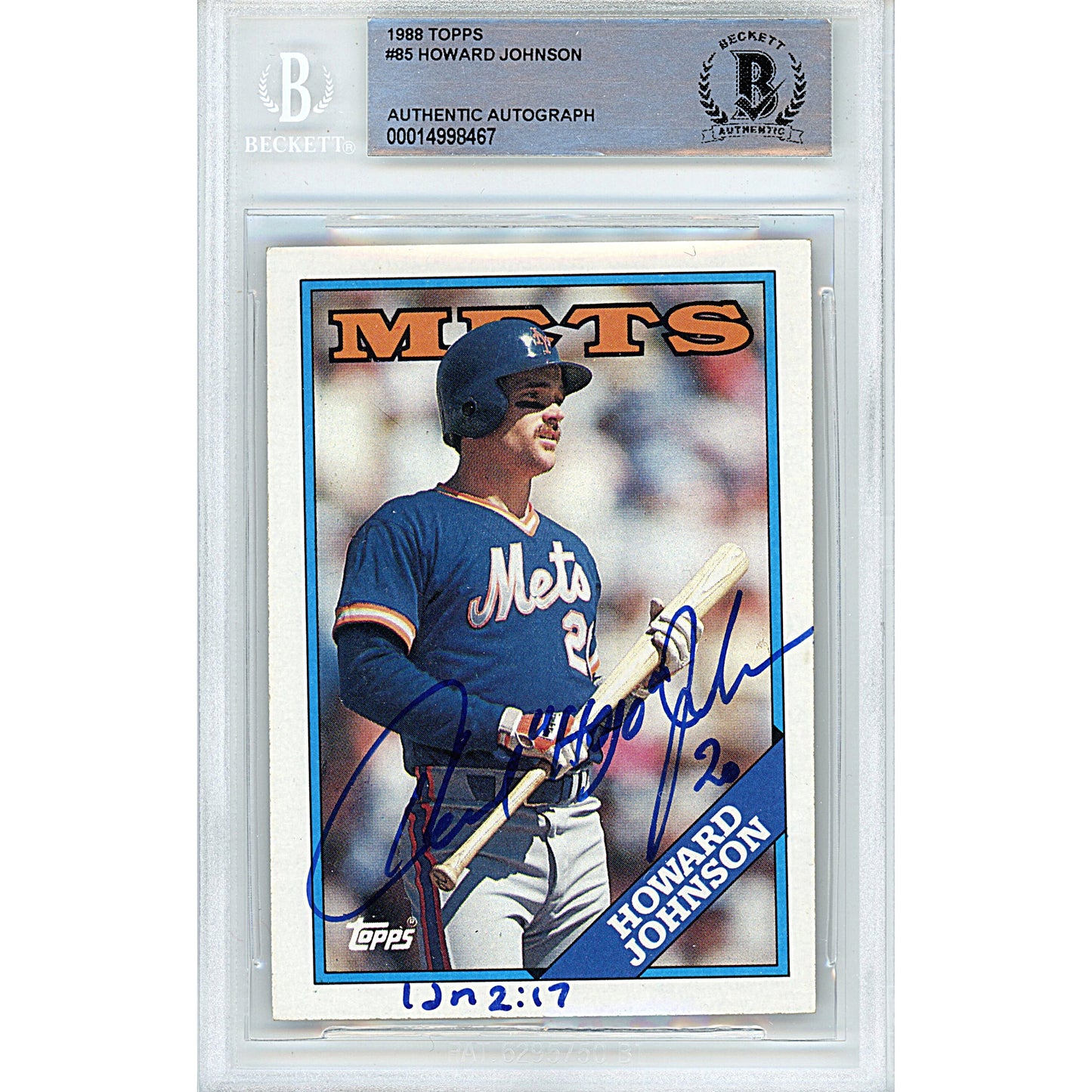 1988 Topps #85 — Howard Johnson New York Mets Autographed Trading Card — Beckett Authentication