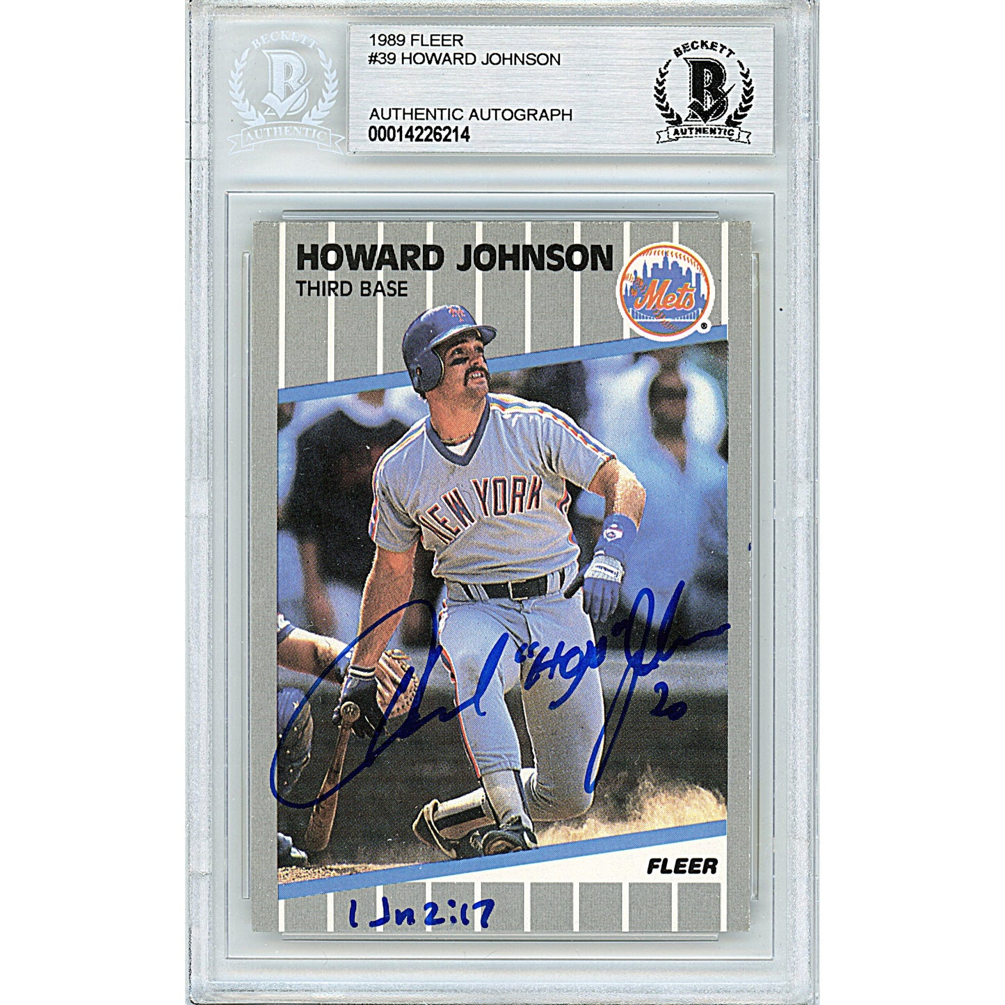 1989 Fleer #39 — Howard Johnson New York Mets Autographed Trading Card — Beckett Authentication