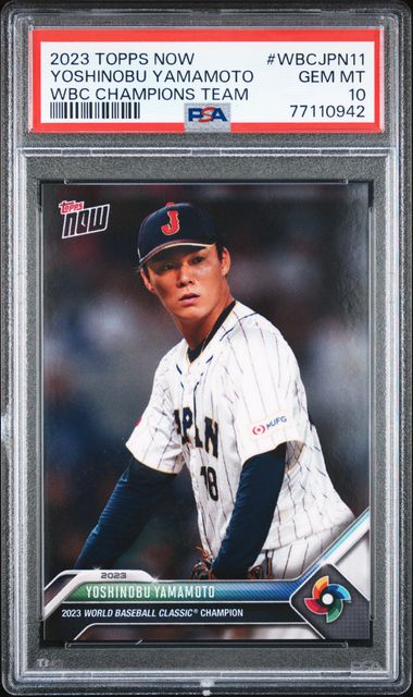 Graded 2023 Topps Now Yoshinobu Yamamoto #WBCJPN11 WBC Champions Team Rookie RC Baseball Card PSA 10 Gem Mint