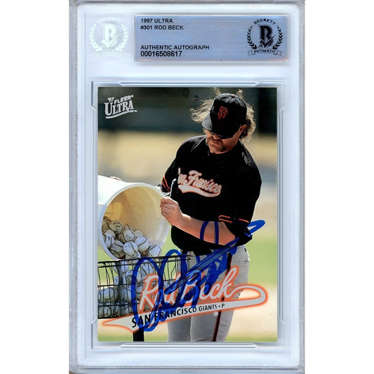 Rod Beck San Francisco Giants Signed 1997 Fleer Ultra Card Beckett Authentic Auto Slab SF