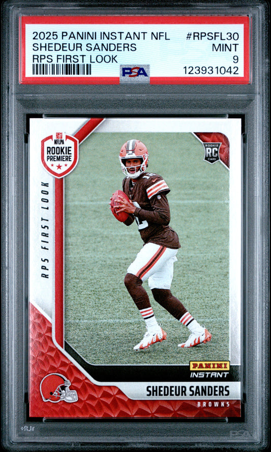 Graded 2025 Panini Instant Shedeur Sanders #RPSFL30 RPS First Look Rookie RC Football Card PSA 9 Mint