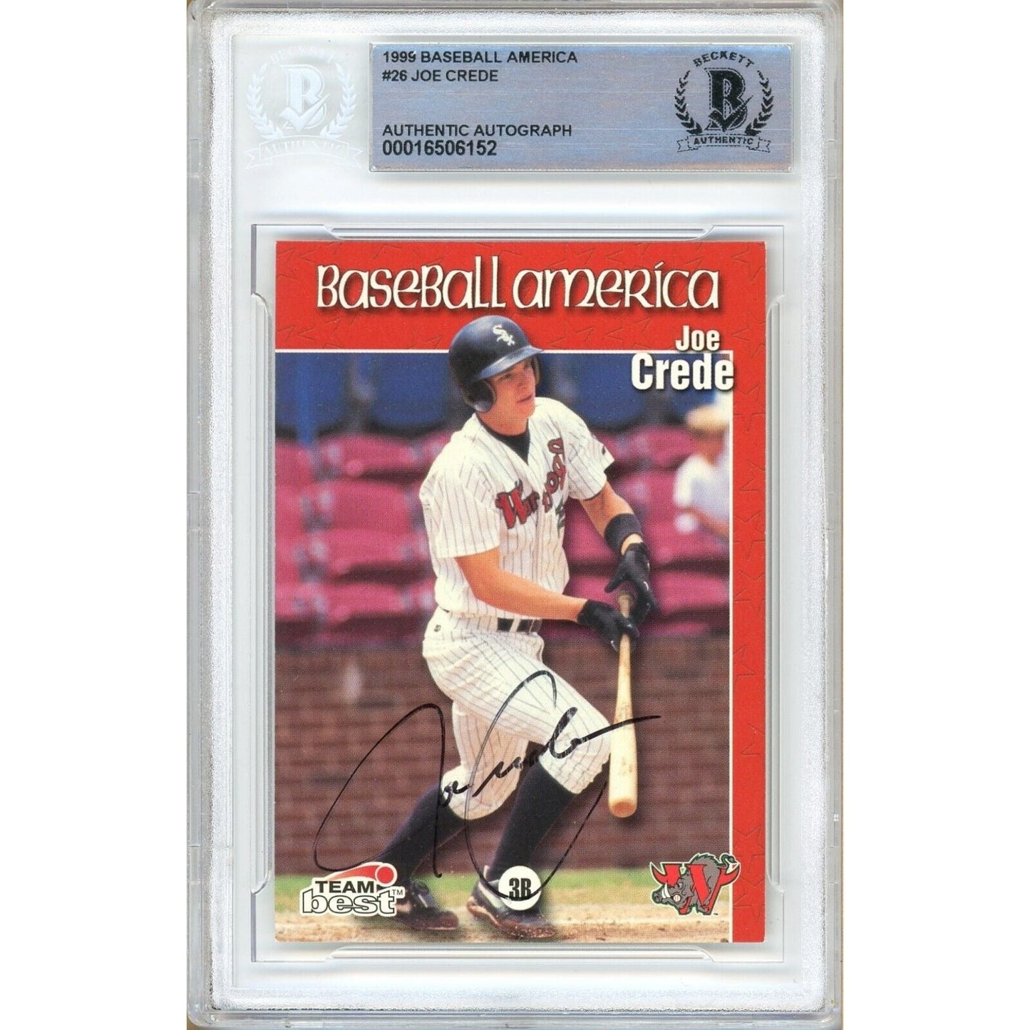 1999 Team Best #te — Joe Crede Chicago White Sox Autographed Trading Card — Beckett Authentication