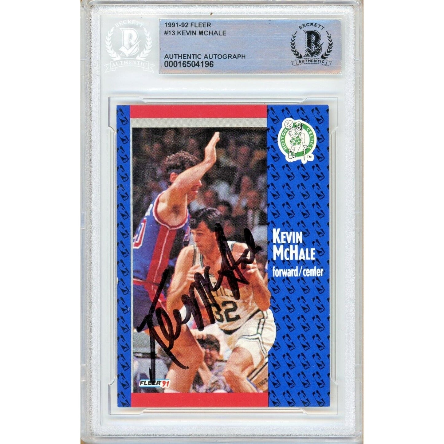 1991-92 Fleer #13 — Kevin Mchale Boston Celtics Autographed Trading Card — Beckett Authentication
