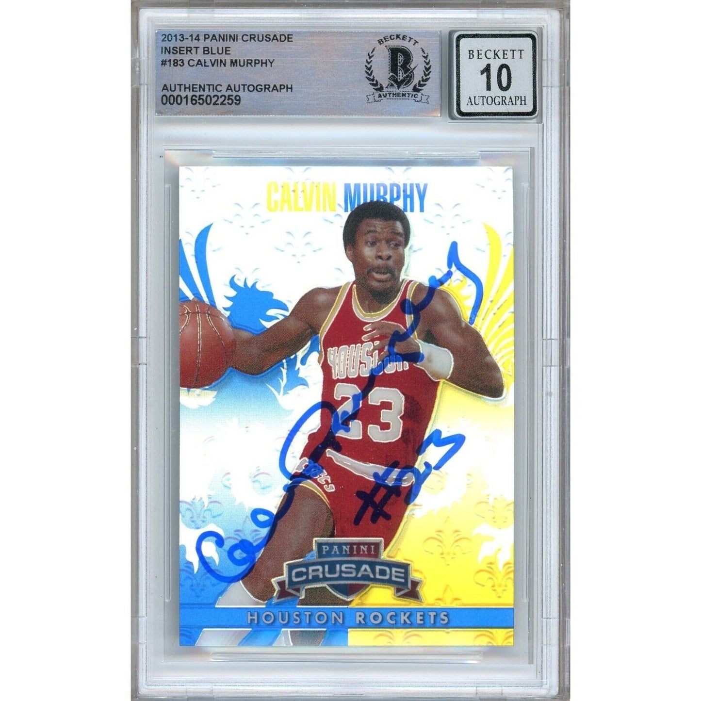 2013 Panini Crusade Insert Blue #183 — Calvin Murphy Houston Rockets Autographed Trading Card — Beckett Authentication