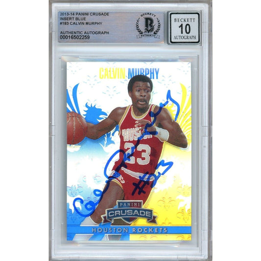 2013 Panini Crusade Insert Blue #183 — Calvin Murphy Houston Rockets Autographed Trading Card — Beckett Authentication