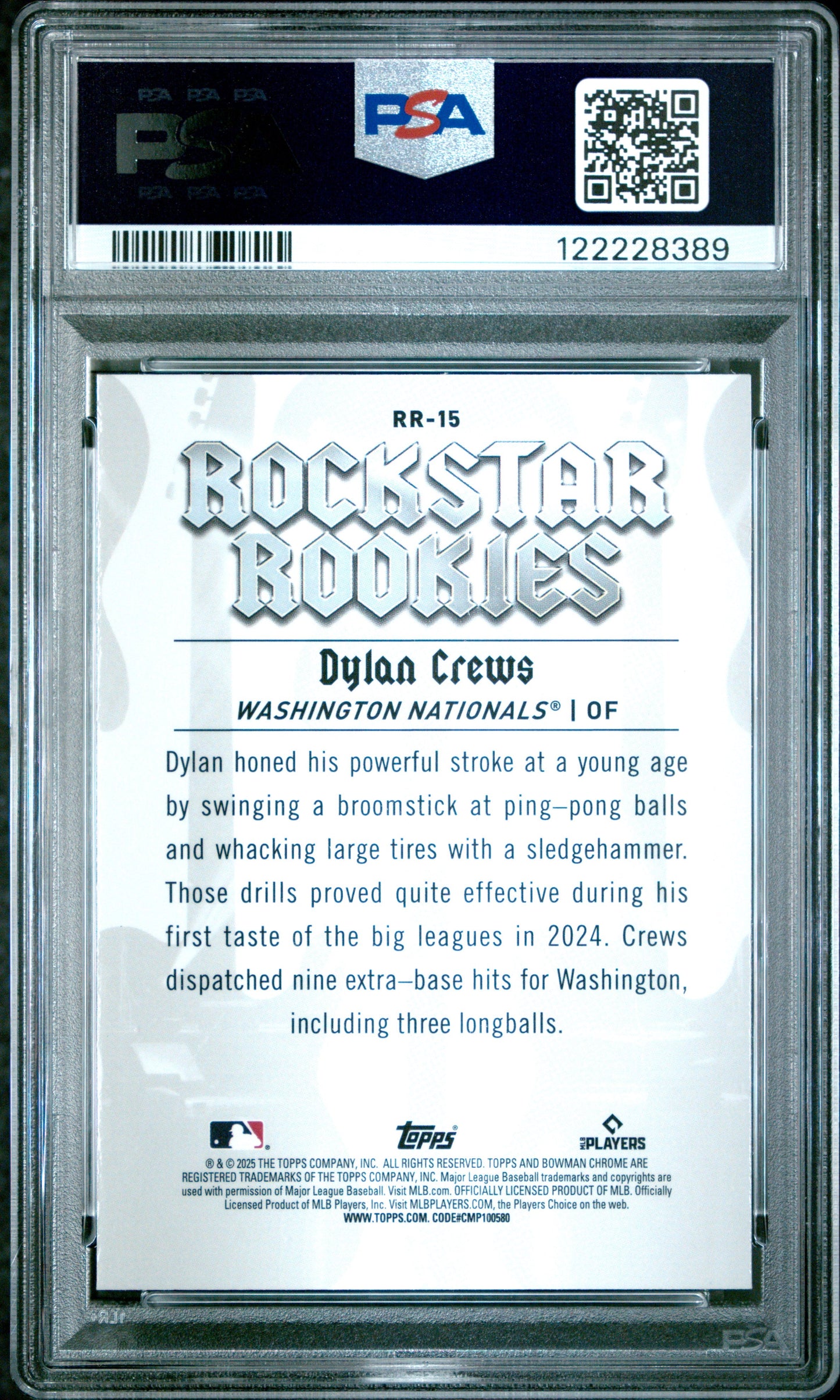Graded 2025 Topps Bowman Dylan Crews #RR15 Rockstar Rookies Rookie RC Baseball Card PSA 8 Near Mint