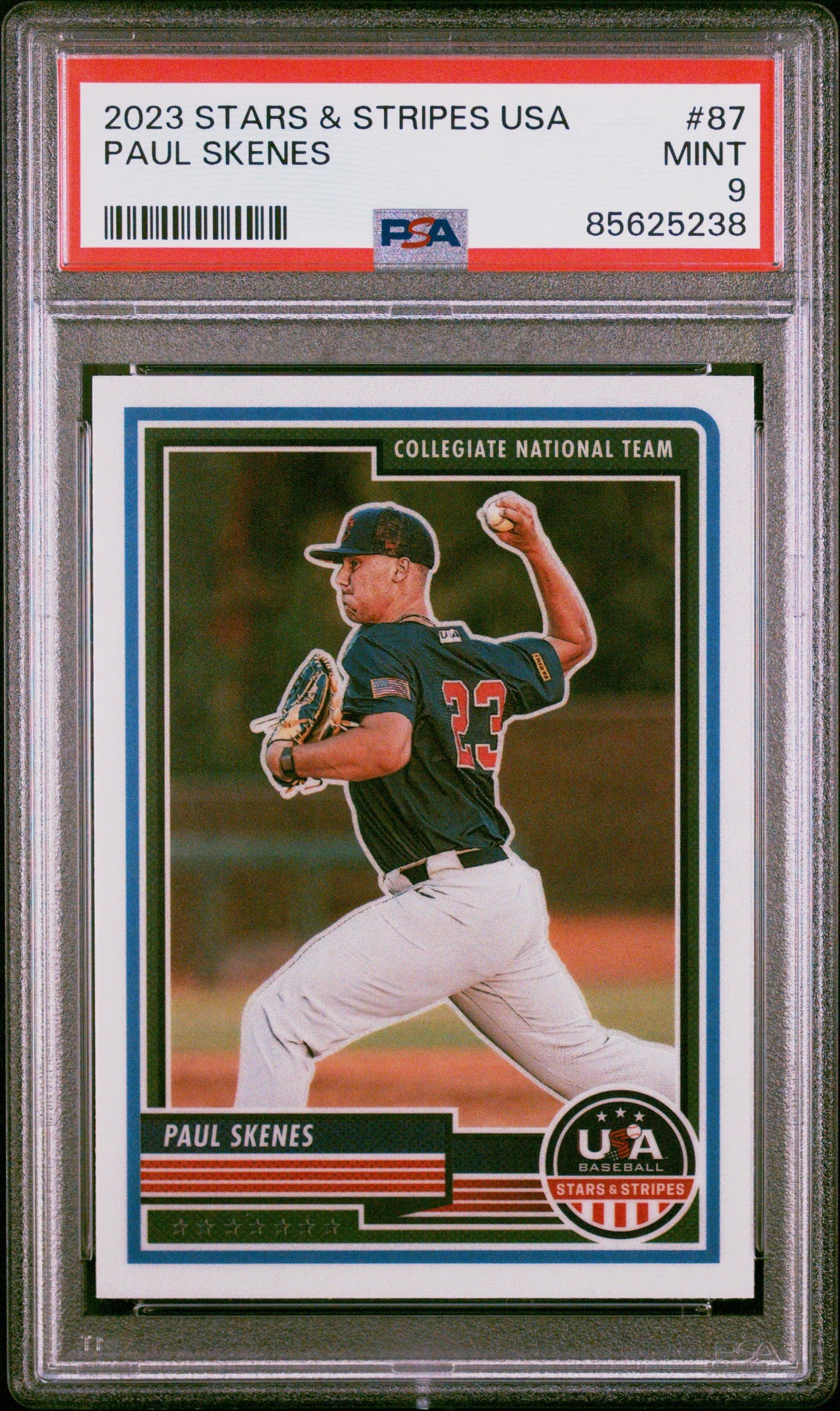 Graded 2023 Panini Stars & Stripes USA Paul Skenes #87 Rookie RC Baseball Card PSA 9 Mint