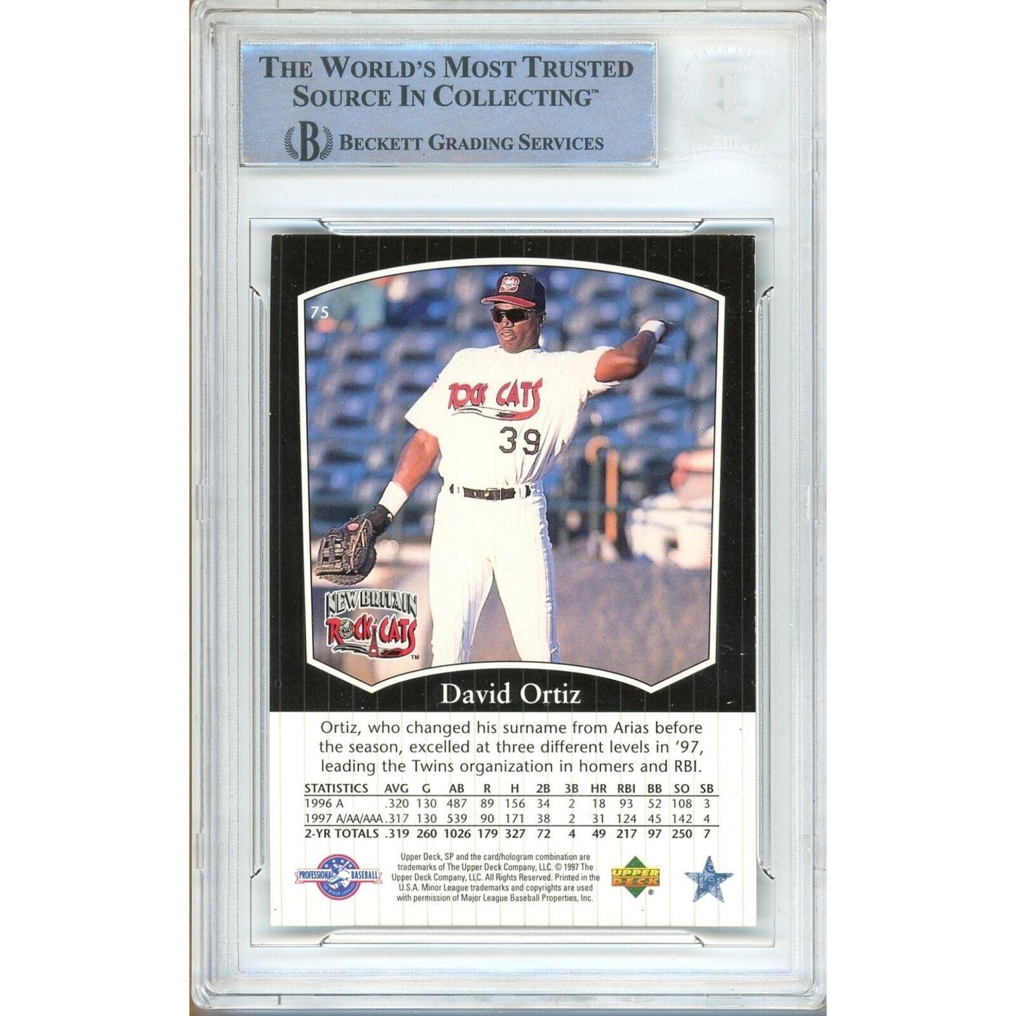 1998 SP Top Prospects #75 — David Ortiz Minnesota Twins Autographed Trading Card — Beckett Authentication