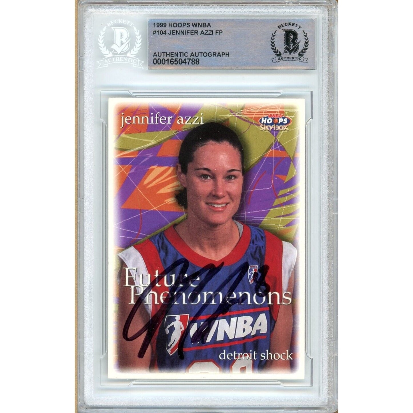 1999 Hoops WNBA #104 — Jennifer Azzi Detroit Shock Autographed Basketball Trading Card Beckett Authentication
