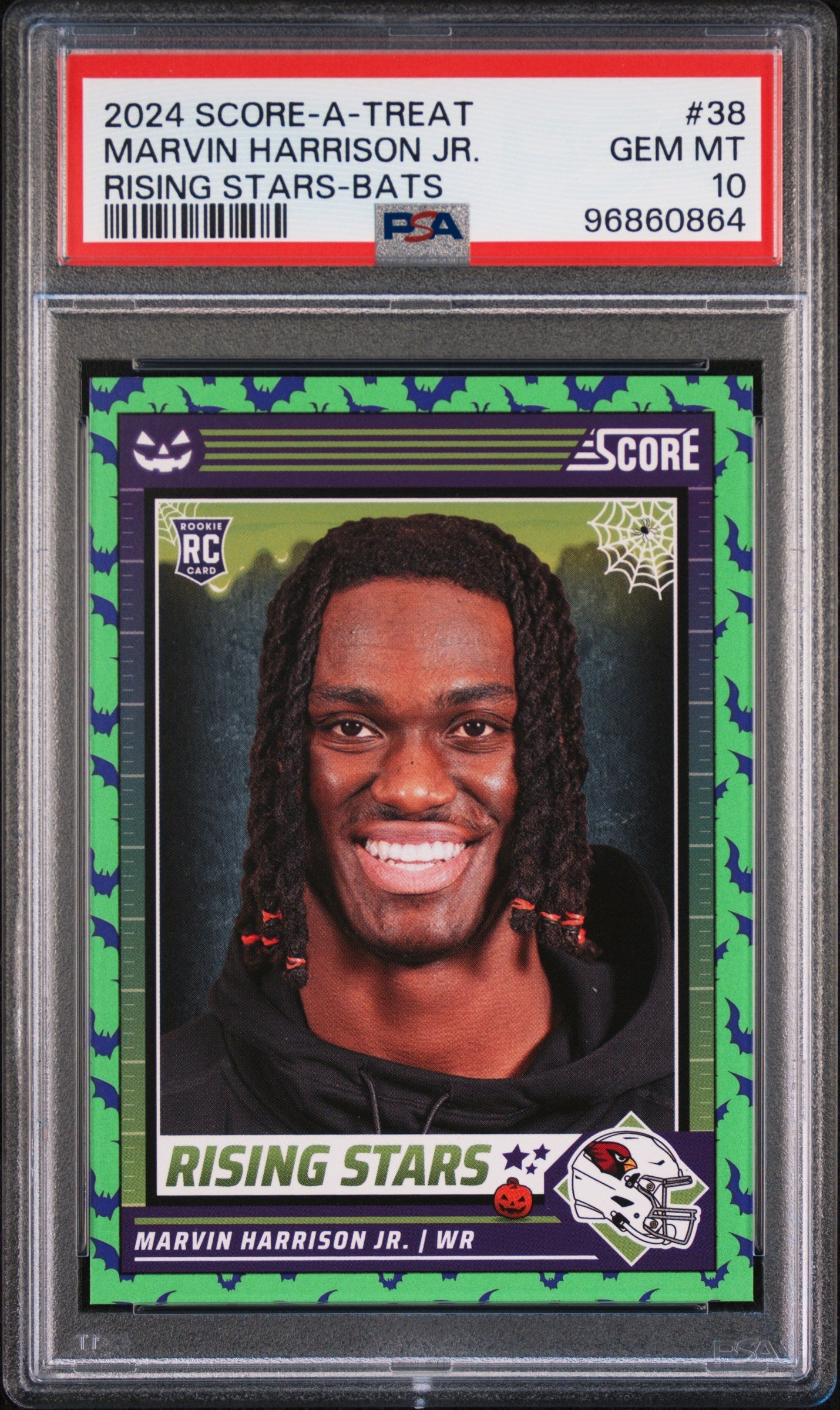Graded 2024 Panini Score-A-Treat Marvin Harrison Jr #38 Rising Star Bats Rookie RC Football Card PSA 10 Gem Mint
