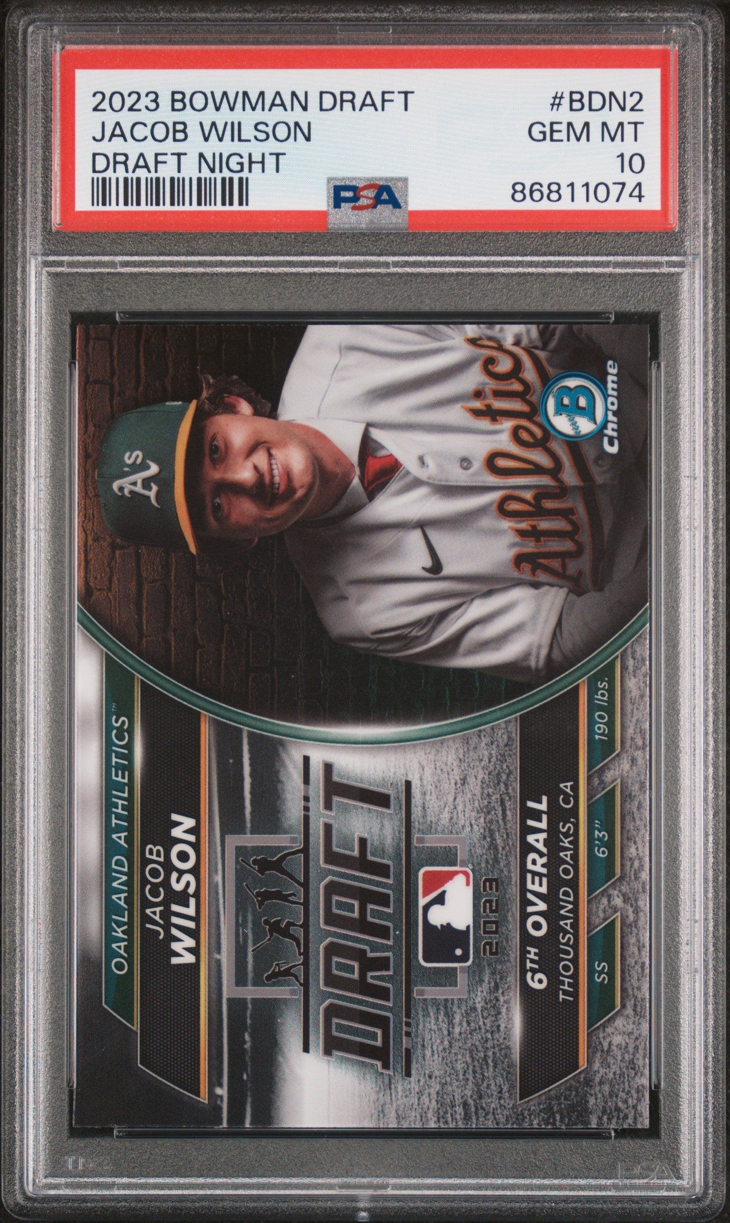Graded 2023 Topps Bowman Draft Jacob Wilson #BDN2 Draft Night Rookie RC Baseball Card PSA 10 Gem Mint