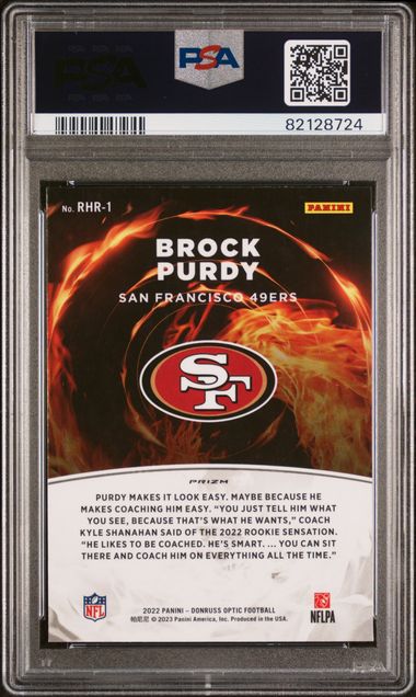 Graded 2022 Panini Donruss Optic Brock Purdy #RHR1 Red Hot Rookies RC Football Card PSA 10 Gem Mint